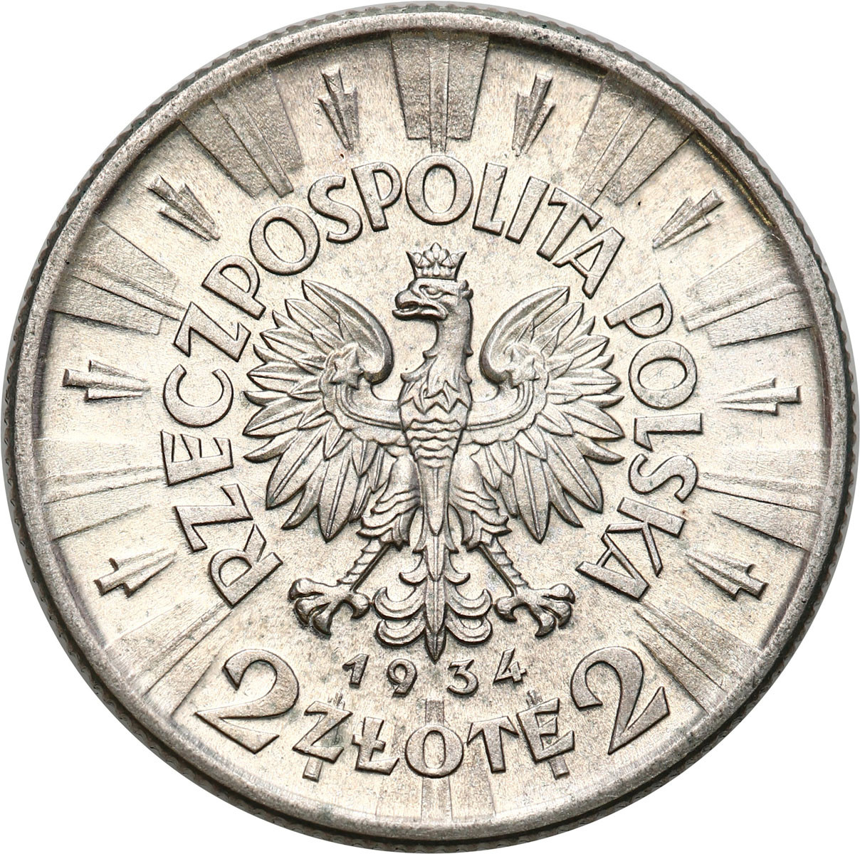 II RP. 2 złote 1934 Piłsudski – PIĘKNE